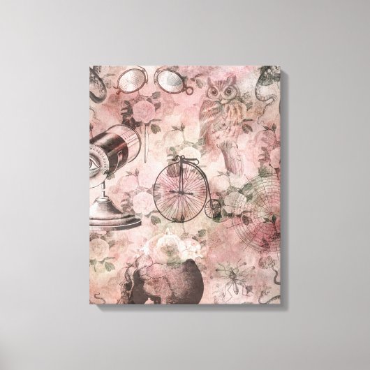 Romantische Steampunk | Antiek Vintage Ephemera Canvas Afdruk (Voorkant)