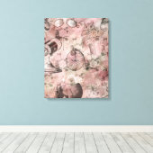 Romantische Steampunk | Antiek Vintage Ephemera Canvas Afdruk (Insitu (Houten vloer))