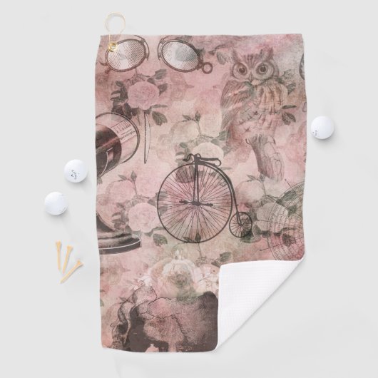Romantische Steampunk | Antiek Vintage Ephemera Golfhanddoek (Insitu)