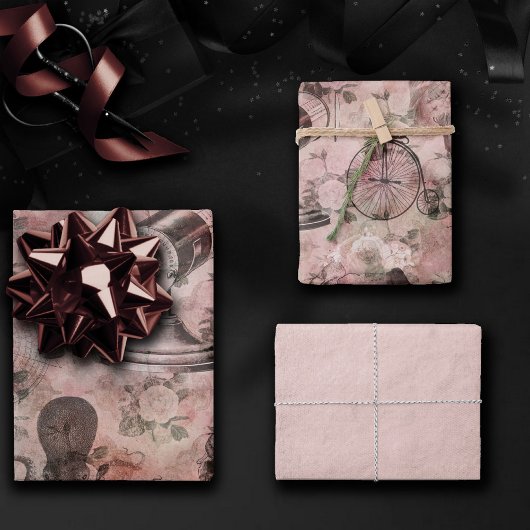 Romantische Steampunk | Antiek Vintage Ephemera Inpakpapier Vel
