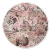 Romantische Steampunk | Antiek Vintage Ephemera Keramische Knop (Voorkant)