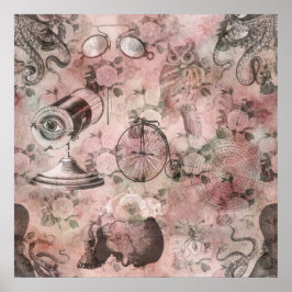 Romantische Steampunk | Antiek Vintage Ephemera Poster