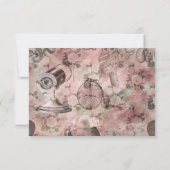 Romantische Steampunk | Antiek Vintage Ephemera RSVP Kaartje (Achterkant)