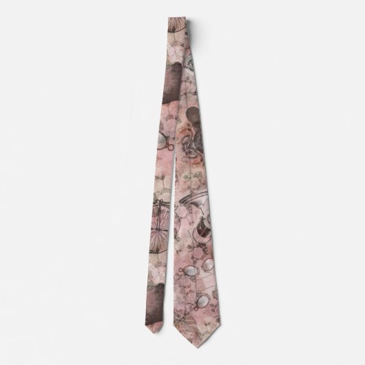 Romantische Steampunk | Antiek Vintage Ephemera Stropdas (Achterkant)