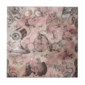 Romantische Steampunk | Antiek Vintage Ephemera Tegeltje (Voorkant)