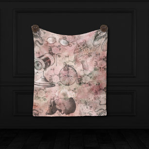 Romantische Steampunk   Antieke Vintage Ephemera Wandkleed