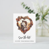 Romantische Steampunk bruiloft hart Aankondigingskaart (Staand voorkant)
