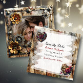 Romantische steampunk gepersonaliseerde bruiloft save the date