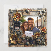 Romantische Steampunk Gepersonaliseerde Wedding RS Save The Date (Voorkant)
