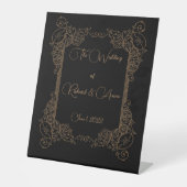 romantische steampunk sprookjesachtige bruiloft reclamebord met voetstuk (Voorkant)