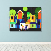 Romantische stedelijke avond canvas afdruk (Insitu (Houten vloer))