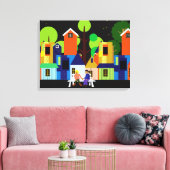 Romantische stedelijke avond canvas afdruk (Insitu (Woonkamer))