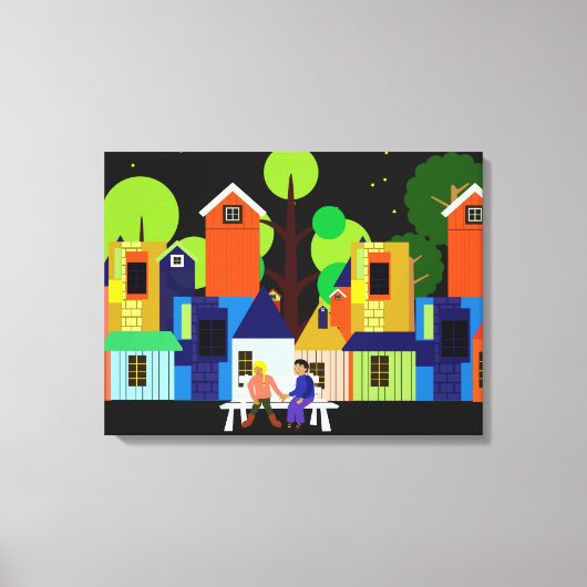 Romantische stedelijke avond canvas afdruk (Voorkant)