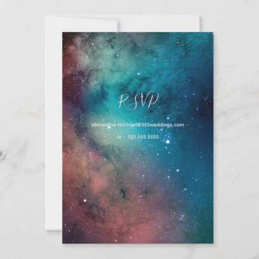 Romantische ster verlicht hemel bruiloft kaart (Achterkant)