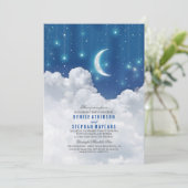 Romantische sterren en maan verlovingsfeest kaart (Staand voorkant)
