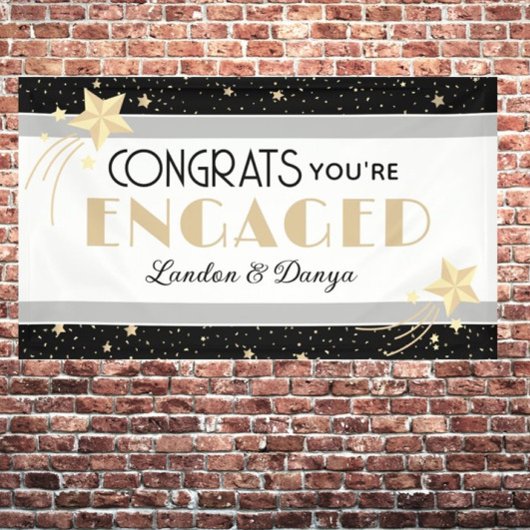 Romantische, sterrenhemel verlovingsaanduiding spandoek