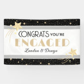 Romantische, sterrenhemel verlovingsaanduiding spandoek (Horizontaal)