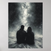 Romantische sterrenkijken onder de Melkweg - Houts Poster (Voorkant)