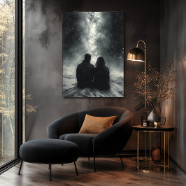 Romantische sterrenkijken onder de Melkweg - Houts Poster