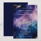 Romantische Sterrennacht Galaxy Wedding Kaart (Voorkant / Achterkant)