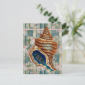 Romantische  stijl Blue Seashell Briefkaart (Staand voorkant)