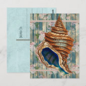 Romantische  stijl Blue Seashell Briefkaart (Voorkant / Achterkant)