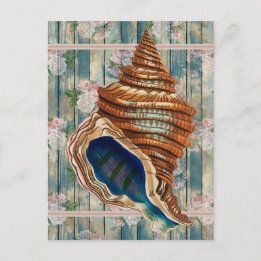 Romantische stijl Blue Seashell Briefkaart