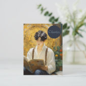 Romantische  stijl kunst van het lezen van jongens briefkaart (Staand voorkant)