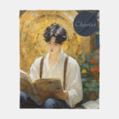 Romantische stijl kunst van het lezen van jongens fleece deken (Voorkant)