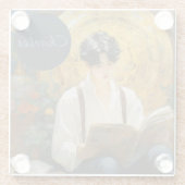 Romantische stijl kunst van het lezen van jongens glazen onderzetter (Achterkant)