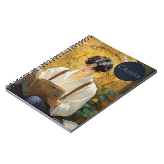 Romantische  stijl kunst van het lezen van jongens notitieboek (Linkerzijde)