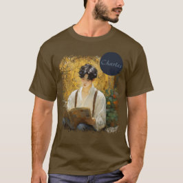 Romantische stijl kunst van het lezen van jongens t-shirt