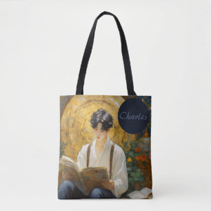Romantische  stijl kunst van het lezen van jongens tote bag