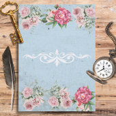 Romantische stijlvolle  achtergrond Ephemera Blue Tissuepapier