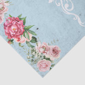 Romantische stijlvolle  achtergrond Ephemera Blue Tissuepapier (Detail)