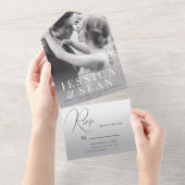 Romantische stijlvolle foto bruiloft all in one uitnodiging (Afscheurbaar)