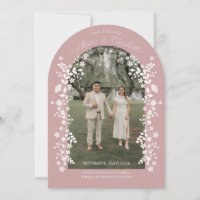 Romantische Stof Roze Bloemenboog Save the Date