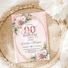 Romantische Stof Roze Goud Eucalyptus 90e Verjaard