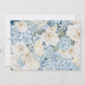 Romantische Stofblauwe Bloemige Bruiloft Save The Date (Achterkant)