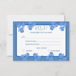 Romantische Stofblauwe Bloemstuk RSVP-reactiekaart RSVP Kaartje