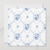 Romantische Stofblauwe Strik & Rozen Bruiloft Bedankkaart (Achterkant)