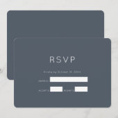 Romantische Stofblauwe Trouw-RSVP Kaart (Voorkant / Achterkant)