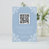 Romantische  stoffige blauw-witte RSVP-kaart Informatiekaartje (Staand voorkant)