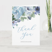 Romantische stoffige blauwe bloem bruiloftsfeest  bedankkaart (Voorkant)
