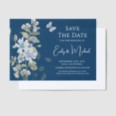 Romantische stoffige blauwe bloem Save the Date We Vellum Uitnodigingen (Offset)