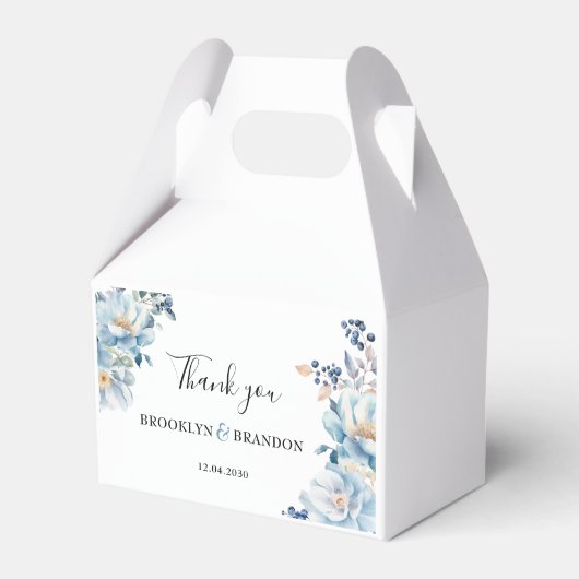 Romantische stoffige blauwe bloemen Bedankt bruilo Bedankdoosjes (Voorkant Zijde)