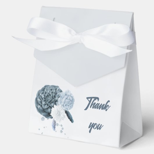 Romantische stoffige blauwe bloemen bruiloft bedankdoosjes (Voorkant)