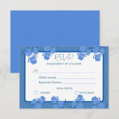 Romantische stoffige blauwe bloemen RSVP-reactieka RSVP Kaartje (Voorkant / Achterkant)