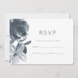 Romantische stoffige blauwe bloemige trouw-RSVP RSVP Kaartje