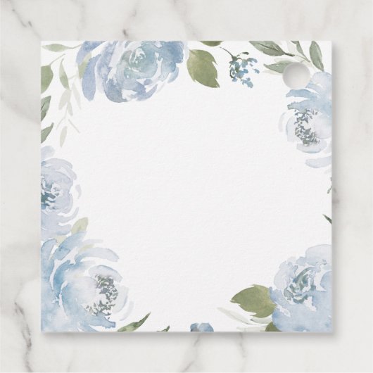 Romantische stoffige blauwe bloemkool bedankt brui bedankjes labels (Achterkant)